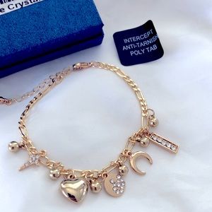 “LC JEWELERS” AUSTRIAN CRYSTAL CELESTIAL CHARM BRACELET NEW! STOCKING STUFFER!!